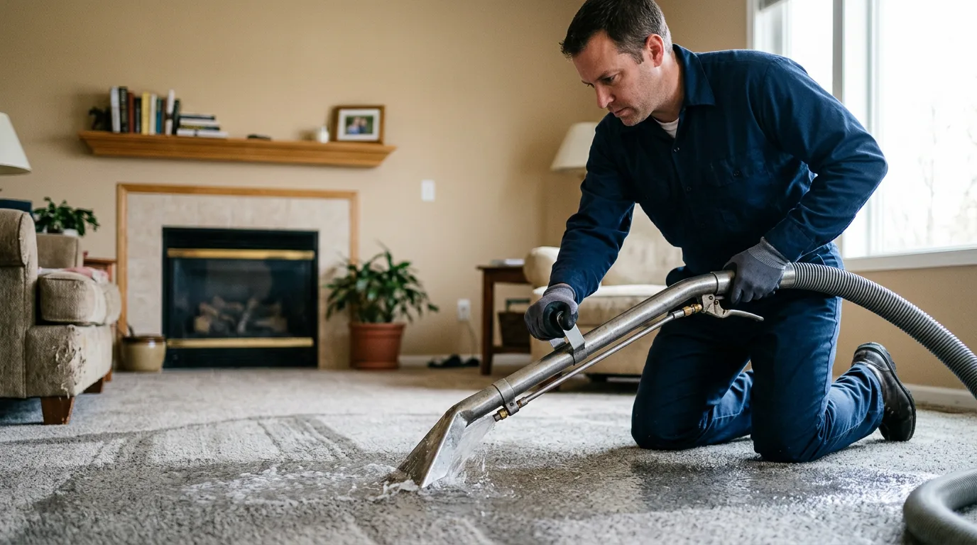 Water damage restoration technician working near Decker, IN